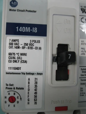 Allen-Bradley 140M-I8P-B70S-CX Ser A 3-Pole 7 Amp Circuit Breaker NEW A19