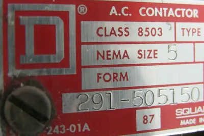 USED SQUARE D 8503-MG0-1 CONTACTOR SER A SIZE 5 8503MG01
