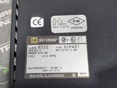 Square D 8020 SCP401 SY/MAX Model 400 Processor Module Series E Used