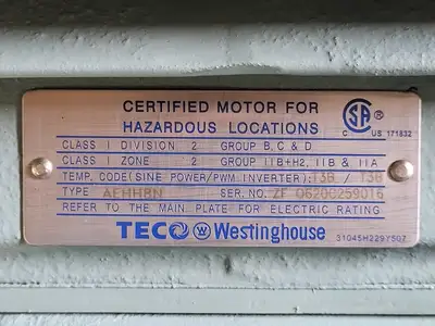 20 hp, 575 volts, 1760 rpm Electric Motor
