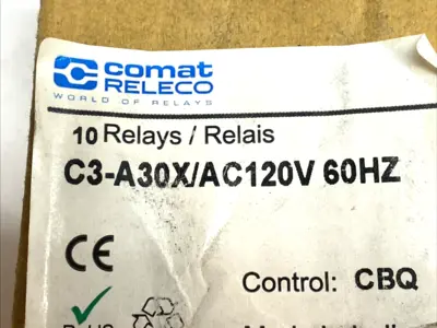 USED COMAT RELECO POWER RELAY 120VAC 3PDT 10A BOX OF 7
