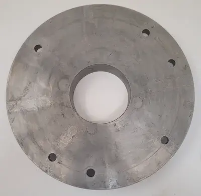 LATHE CHUCK BACK PLATE – 12-1/2IN OD, 4IN CENTER HOLE, 2IN THICKNESS