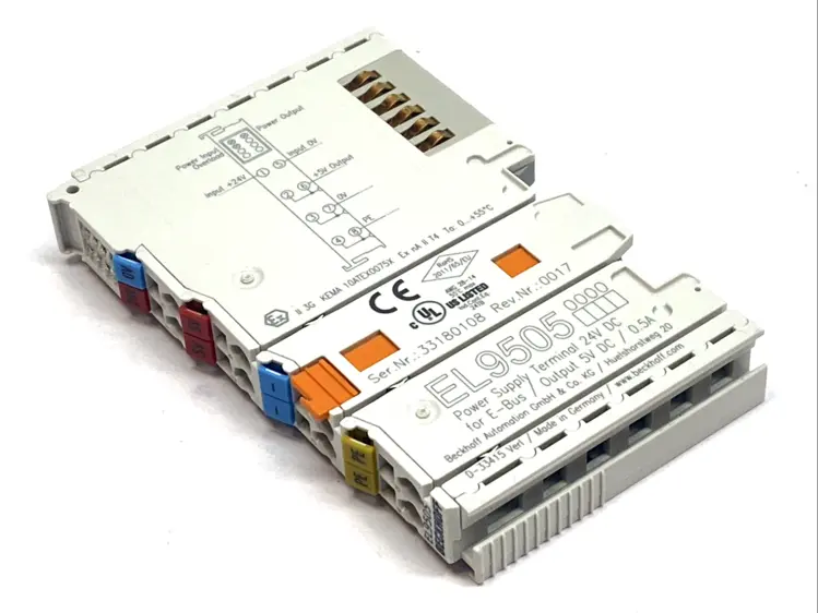 Used BECKHOFF ETHERCAT POWER SUPPLY TERMINAL 24VDC IN 5VDC 0.5A DIN RAIL PLC Ethernet Equipment | Maverick Industrial Sales #1102611