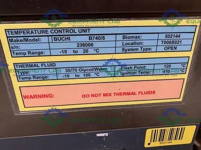 USED BUCHI B-740 RECIRULATING CHILLER, TEMPERATURE RANGE OF -10°C TO +40°C, 230V