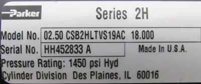 NEW PARKER 02.50-CSB2HLTVS19AC-18.000 HYDRALIC CYLINDER 0250CSB2HLTVS19AC18000