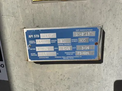 USED 2013 PERMIAN TANK 400BBL VERTICAL TANK