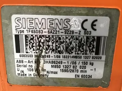 USED SIEMENS 1FK6083-6AZ21-9ZZ9-Z S03