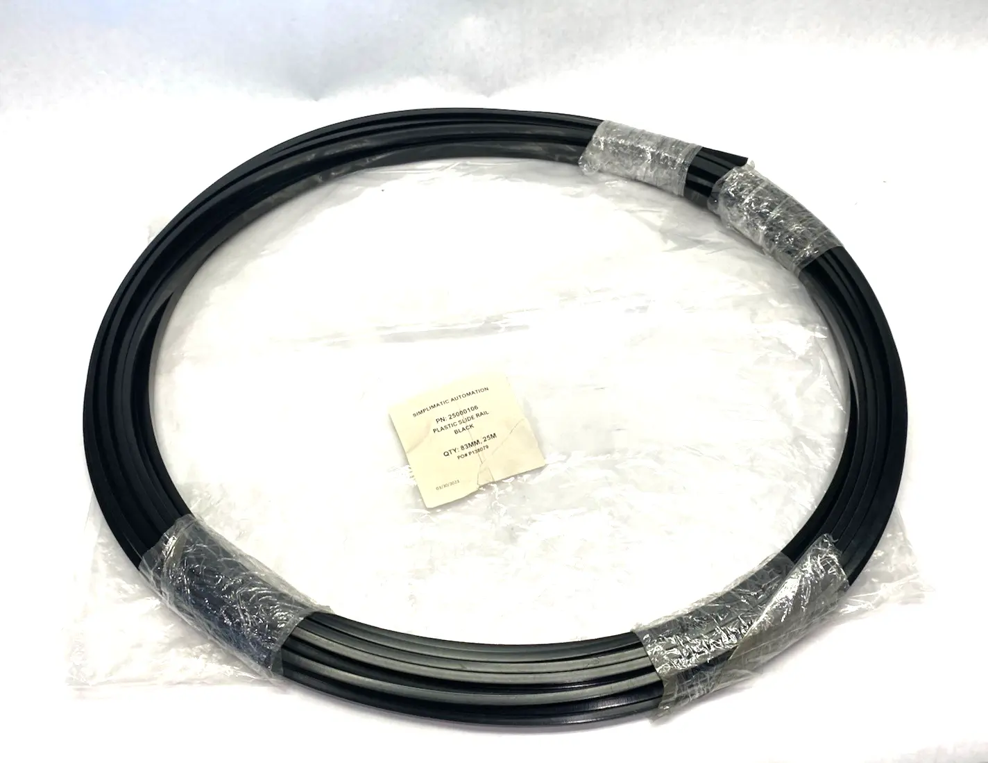 New | in-Stock Simplimatic Plastic Side Rail Guard Black 25M Length Conveyor Parts Michigan US | Maverick Industrial Sales #1395201