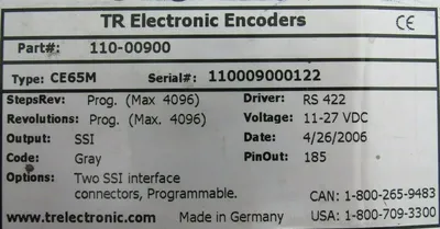 NEW TR ELECTRONICS 110-00900 ENCODER CE65M 11000900