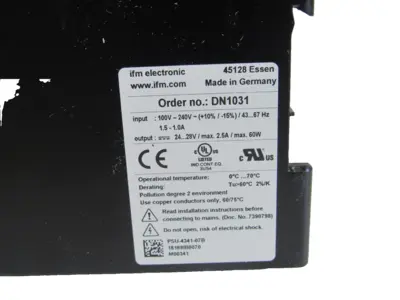 NEW EFECTOR DN1031 POWER SUPPLY PSU-1AC/24VDC-2,5A-DN1031