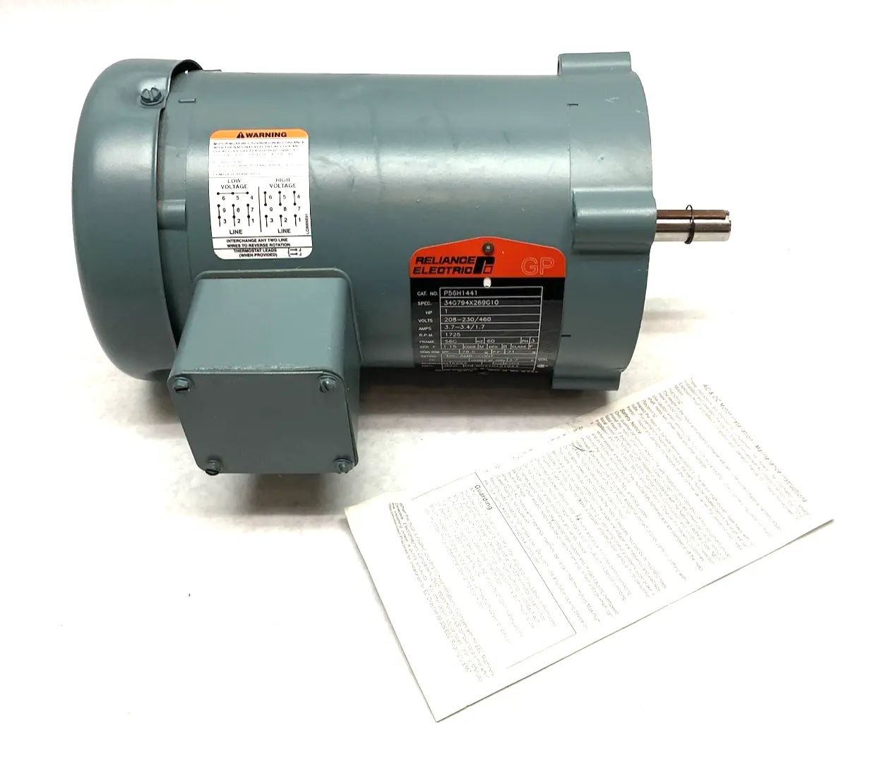 USED ABB, BALDOR RELIANCE ELECTRIC MOTOR 1HP, 1725RPM, 3PH, 56C, 34G794X269G10