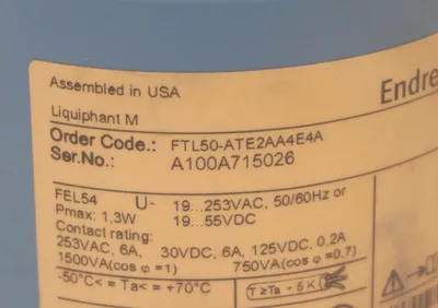 NEW ENDRESS & HAUSER FTL50-ATE2AA4E4A LIQUIPHANT M LEVEL SENSOR