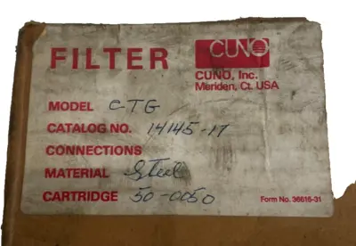 NEW CUNO INC. 14145-17-50-0050 CARBON STEEL FILTER 14145-17 50-0050