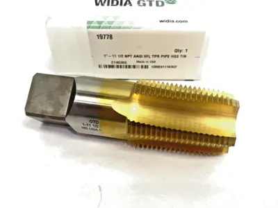 USED WIDIA TAPER PIPE TAP 5-FLUTE NPT/NPTF 1" - 11-1/2 TIN COAT 19778
