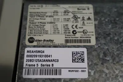 ALLEN BRADLEY 20BD125A3ANNARC0 100 HP POWERFLEX 700 DRIVE VFD STOCK 5346
