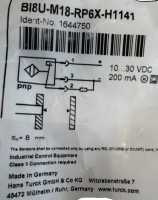 NEW TURCK BI8U-M18-RP6X-H1141 SENSOR 1644750 BI8UM18RP6XH1141