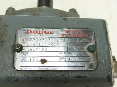 Dodge Reliance 56WM16A Gearmotor 50:1 Reducer 1/2Hp 230/460V 3PH 56C Dual Output