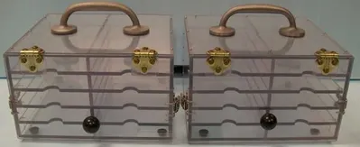 QTY. 2. DESICCATOR 11X11X7, 5 RACKS, SEPARATED IN ...