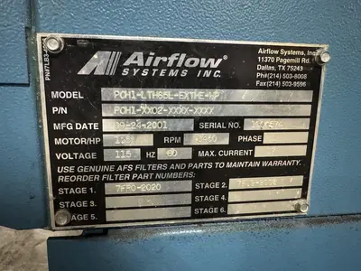 USED 2001 AIRFLOW SYSTEMS INC. POH1-LTH65L-EXTHE-HP