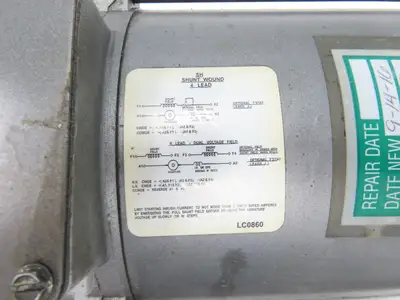 Baldor Reliance CD5319 DC Motor 180V 1Hp 5A 1750 RPM 56C Frame 5/8" Shaft