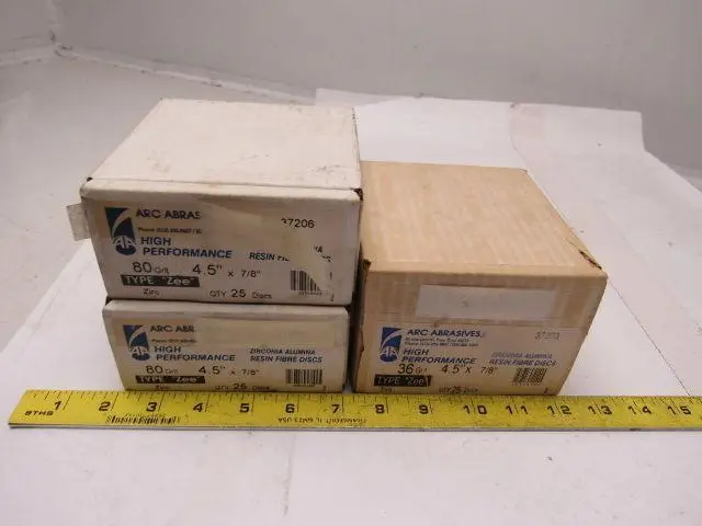 ARC Zirconia Alumina Resin Fiber Sanding Disc 4.5"x7/8" 36 & 80 Grit Lot of 75