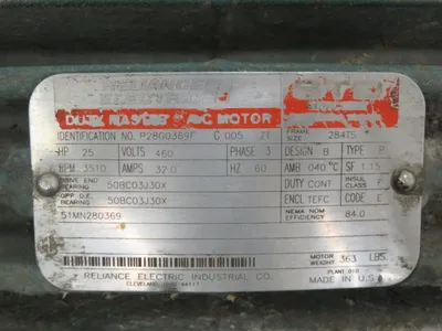 25 hp Reliance Electric AC Motor, 3510 rpm