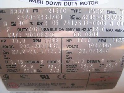 NEW EMERSON / US MOTORS WD10E2DC TYPE: FWER 10 HP MOTOR