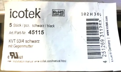 New | in-Stock Icotek Circular Split Cable Gland, M63 x 1,5, KVT 63/4, Black Electrical Fittings Michigan US | Maverick Industrial Sales #1392267