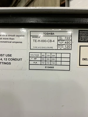 Used TOSHIBA TE-H-690-CB-4 Starters | Equipment Recovery Corp. #1330922