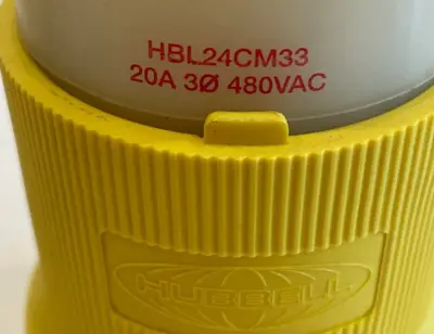 NEW HUBBELL HBL24CM33 LOCKING CONNECTOR 20AMP 480VAC
