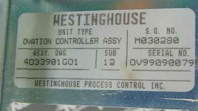 Westinghouse 4D33901G01 Ovation Controller Slot Rack / Chassis Sub 12 Used