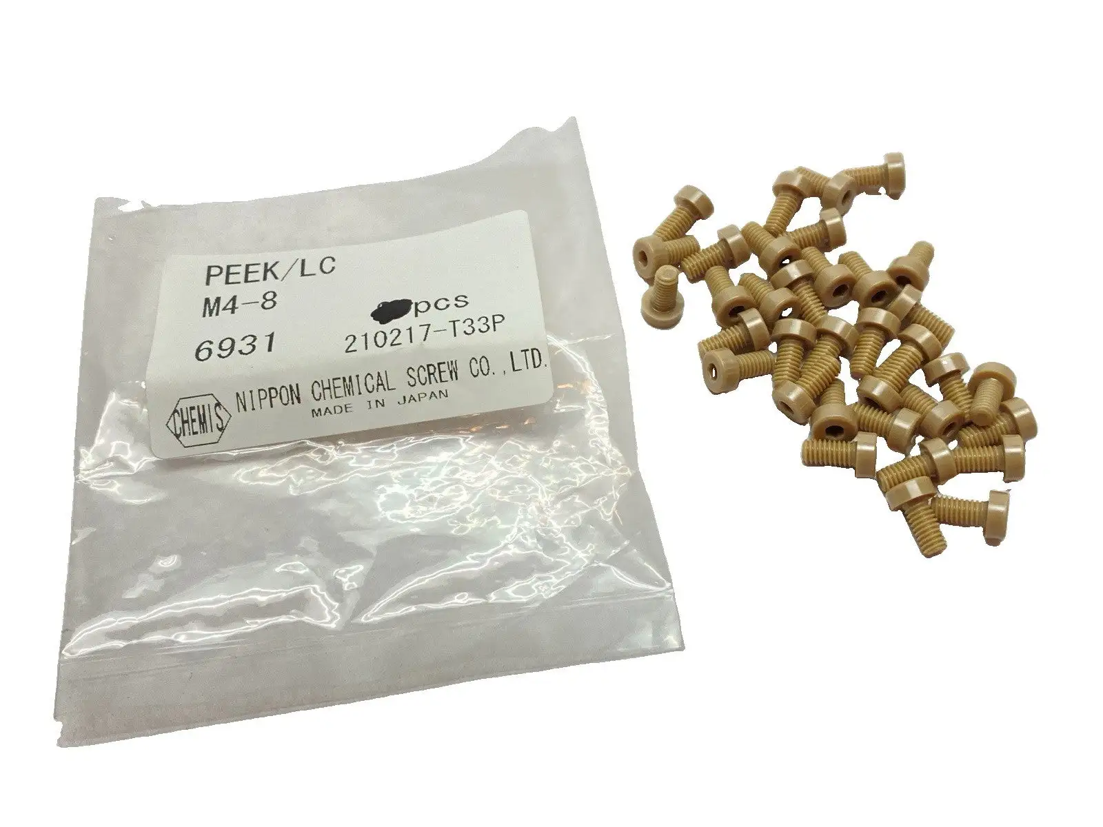 New | in-Stock Nippon Hexagonal Socket Cap Screw PEEK M4 8mm Length LOT OF 35 Nuts & Screws Michigan US | Maverick Industrial Sales #1487657