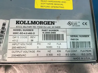 Used KOLLMORGEN MMCSD4.0460D Servo Drives Ohio US | HGR 24 #1330298