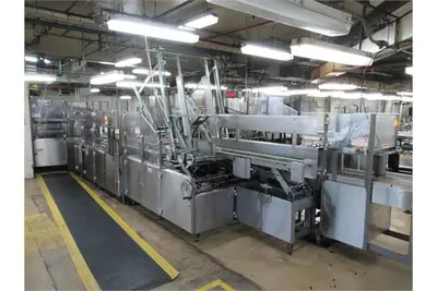 Douglas/APV CMWACP-24 tray packer, side load, w/ glue machine
