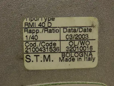 STM RMI 40 D Worm Gearbox 40:1 Reducer 0.29Hp 412rpm IEC 63