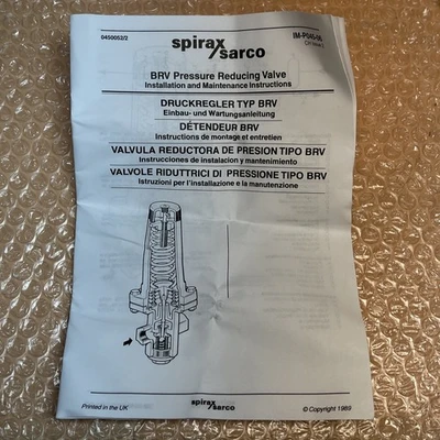 NEW Spirax Sarco 1/2’-1’ BRV-LRV