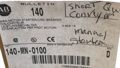 ALLEN BRADLEY 140-MN-0100 CIRCUIT BREAKER SERIES D 140MN0100 NEW, SURPLUS