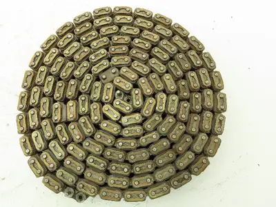 Non-Marking Rubber Top Double Strand Conveying Roller Chain 1/2" Pitch 10' 6"