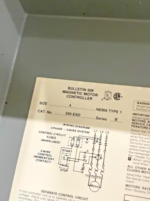 USED ALLEN-BRADLEY SER. B MAGNETIC MOTOR CONTROLLER SIZE 4 NEMA TYPE 1