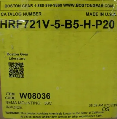 NEW BOSTON GEAR HRF721V-5-B5-H-P20 GEAR REDUCER 5:1 HRF721V5B5HP20