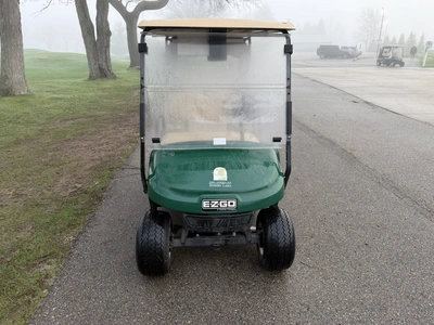 (1) 2017 E-Z-Go golf cart with a Kawasaki gas engine, model 625111G01, includes canopy, ball cover, ...