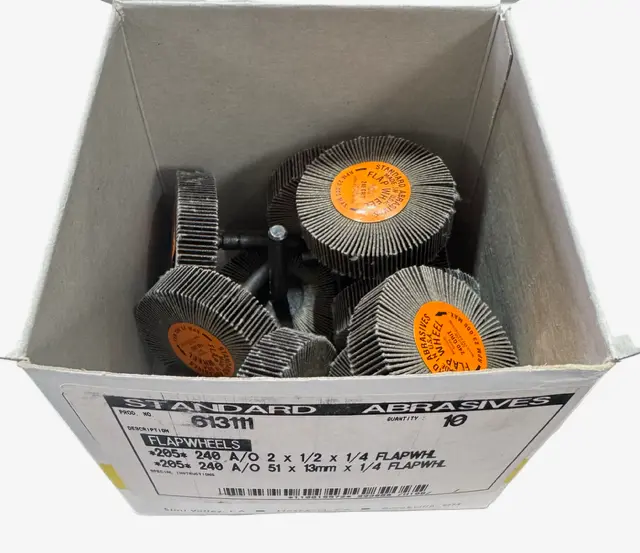 Standard Abrasives 2" x 1/2" x 1/4" Mounted Flap Wheels 240 Grit Aluminum Oxide 10 Pack