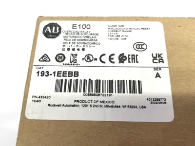 New | in-Stock Allen Bradley Ser A Electronic IEC Overload Relay, Manual Reset 10-20T Relays & Switches Michigan US | Maverick Industrial Sales #1393216