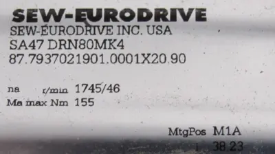 NEW SEW EURODRIVE SA47 DRN80MK4 GEARMOTOR 230/460V 38.23:1 SA47DRN80MK4