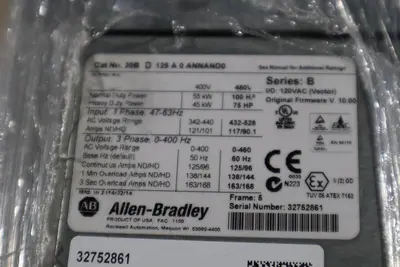 Allen Bradley 20BD125A0ANNAND0 Series B PowerFlex 700 AC Drive 480Vac STOCK S595