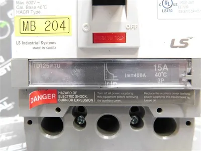 LS Industrial TD 125NU Circuit Breaker 600VAC 50/60Hz 15A TD125FTU Trip Used
