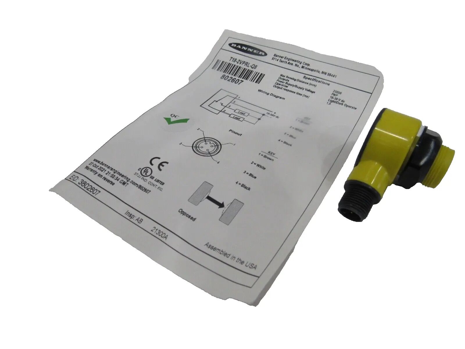 NEW BANNER T18-2VPRL-Q8 PHOTO SWITCH 10-30VDC T182VPRLQ8