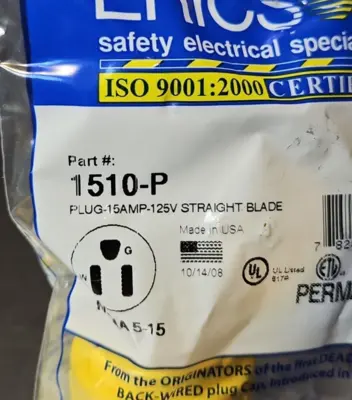 Ericson 1510P (15A 125V Plug NEMA 5-15). loc5D11
