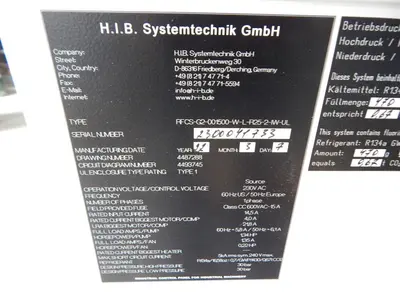Used H.I.B. SYSTEMTECHNIK RFCS-G2-001500-W-L-R25-2-IW-UL Chillers Texas US | Aucto #1307294