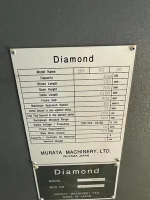 New 2024 Mitsubishi Diamond BB-6020 press brake 60 Ton 5.9" Stroke DAMAGED